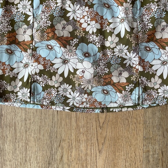 Altard State Retro Floral Print Mini Skirt M Olive Green Orange Blue Y2K - Picture 3 of 4